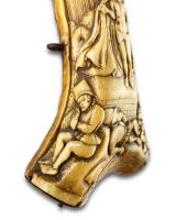 Powder flask carved with the resurrection of Christ. German, late 16th century