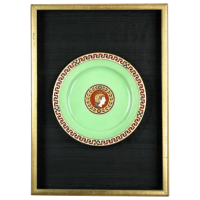 Pair of Late 19th Century Limoges Classical Green Ground Plates (c. 1900 France)