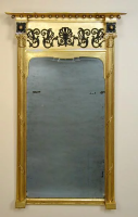 Regency Giltwood & Ebonised Mirror with an Early Eighteenth Century Re-Used Bevelled Mirror Plate (c. 1810 England)