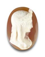 Agate cameo carved with the bust of Apollo. Italian, Rome, 19th century