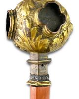Copper gilt processional cross or chalice stem. Italian, late 15th century