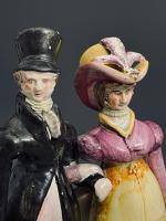 Staffordshire pottery pearlware figure group of the Dandies, early 19th century English
