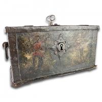 Iron strongbox decorated with figures and flowers. German, 17th century