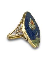 Micromosaic set ring depicting a butterfly. Italian, early 19th century