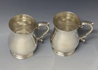 Pair of sterling silver mugs tankards Eoff and Shepard Ball Black and Co