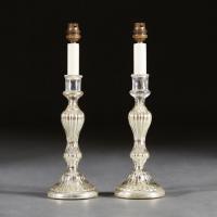 Pair of Mercury Glass Candelstick Lamps