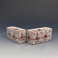 Pair of English pottery delftware Flower bricks of small size Bristol Delftworks mid 18th century