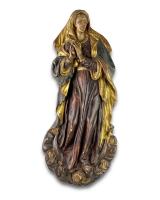 Limewood relief of the Madonna on a crescent moon. German, 17th - 18th century