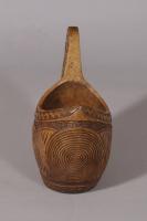 S/4647 Antique Treen 19th Century Romanian Fruitwood Shepherd's Cup or Dipper