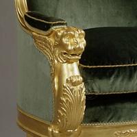 Detail of An Important Pair of Empire Style Carved Giltwood Tub Chairs 