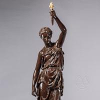 A Patinated Bronze Figural Torchère Cast by Ferdinand  Barbedienne
