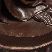 A Detail of a Patinated Bronze Figural Torchère Cast by Ferdinand  Barbedienne