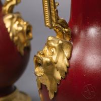 Detail of A Pair of Gilt-Bronze Mounted Red Lacquer Vases Adapted as Table Lamps