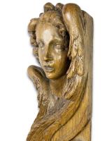 Large baroque oak relief with an angel. English, around circa 1700