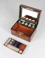 Victorian burr walnut and silver fitted dressing case by Parkins and Gotto, London