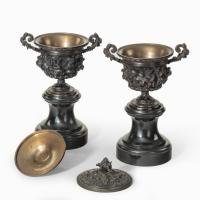 A Fine Pair of Bronze Urns or Vases and Covers c.1870