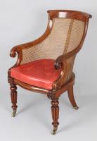 William IV period mahogany curricle bergere chair
