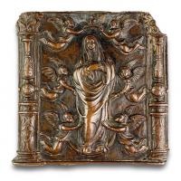 Copper relief depicting the coronation of the Virgin. Italian, mid 16th century