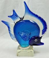 A blue and clear glass model of a fish, Cenedese, Venice c.1960
