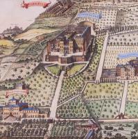 Johannes Blaeu (Dutch, 1596-1673) A Panoramic view of Roman villas