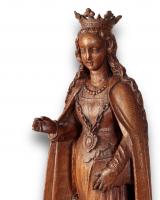 Oak sculpture of Saint Catherine. French, second half of the 16th century