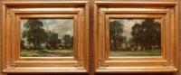 Owen Bowen  "Sunny Morning, Collingham" and "Village Pastures" Pair Oil paintings