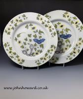 Pair of Delftware dishes painted in the Fazackerley Liverpool manner 18th century