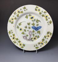 Pair of Delftware dishes painted in the Fazackerley Liverpool manner 18th century