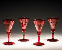 set of four red wine glasses