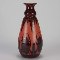 “Scarab Vase” Art Deco Cameo Glass Vase by Charles Schneider - circa 1930