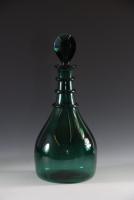 Rare pair of green decanters