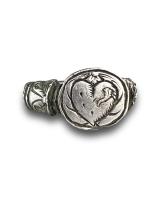 Renaissance silver ring engraved with a bleeding heart. French, 17th century