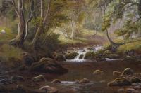 Landscape oil painting of a river glen by William Mellor
