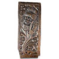 Pair of relief carved oak panels depicting wild men. Dutch, late 16th century