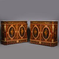 A Pair of Napoleon III Ormolu-Mounted Marquetry Side Cabinets 