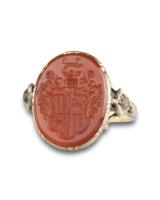 Gold and carnelian signet ring. German, early 18th century