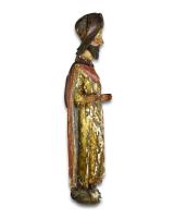 Polychromed limewood sculpture of a pilgrim Saint. Southern Germany, c.1500