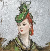 William Henry Barribal - Girl in a Green Hat