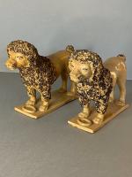 Wonderful early C19th Pair of Staffordshire pottery Poodles