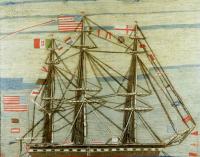 American Sailor's Woolwork Woolie of American Battleship Fully Dressed  Circa 1865