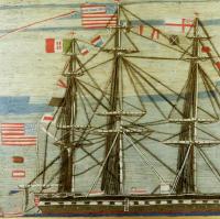 American Sailor's Woolwork Woolie of American Battleship Fully Dressed  Circa 1865