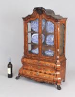 Dutch marquetry display cabinet