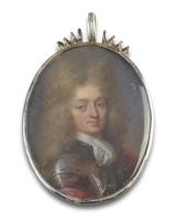 Oil on copper portrait miniature of a gentleman in armour. French School, c.1700