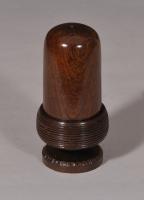 S/4845 Antique Treen 19th Century Rosewood Silk Thread Dispenser