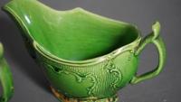 18th Century Whieldon Green-glazed Creamware Pottery Sauceboats