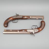 A Cased Pair of 40 Bore Percussion Duelling Pistols