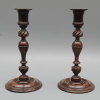 A Pair of 18th Century Treen Candlesticks