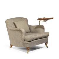 Victorian walnut library arm chair