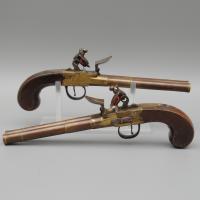 18th Century Large Box Lock Double Barrel Pistols