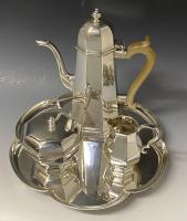 Octagonal silver coffee set/service 1961 Nayler Brothers 